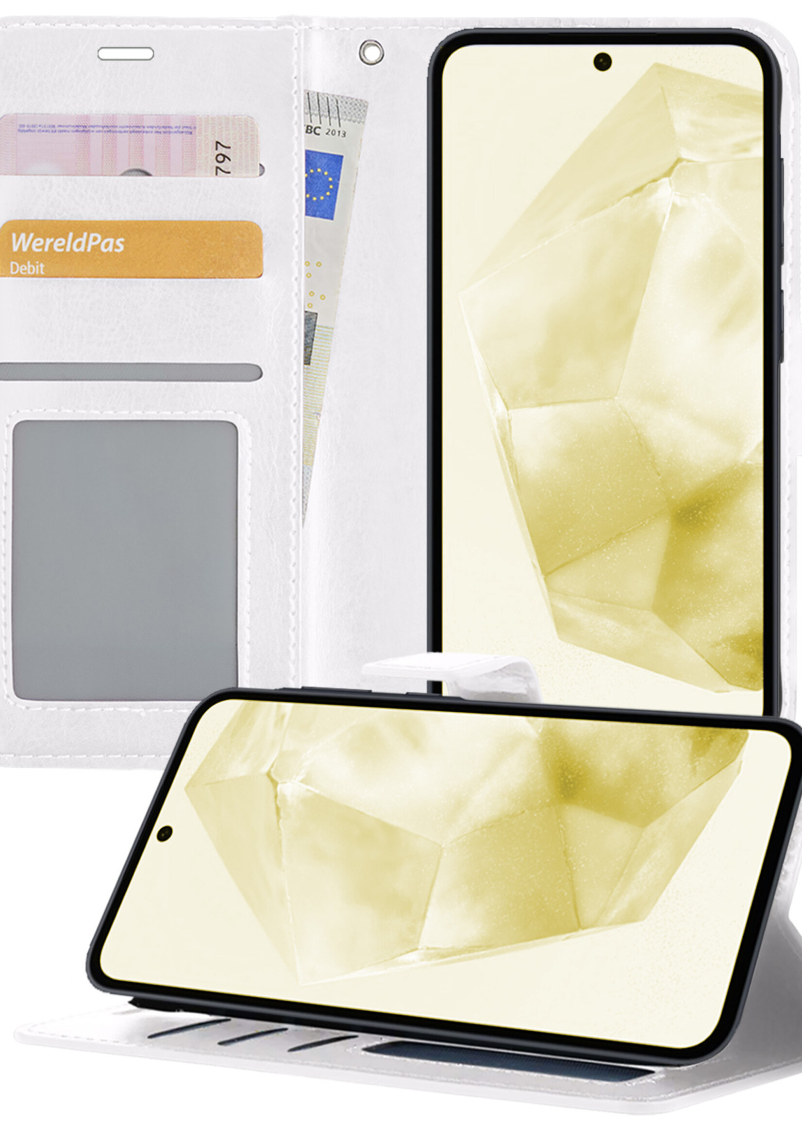 LUQ Hoesje Geschikt voor Samsung A35 Hoesje Book Case Hoes Wallet Cover - Hoes Geschikt voor Samsung Galaxy A35 5G Hoesje Bookcase Hoes - Wit