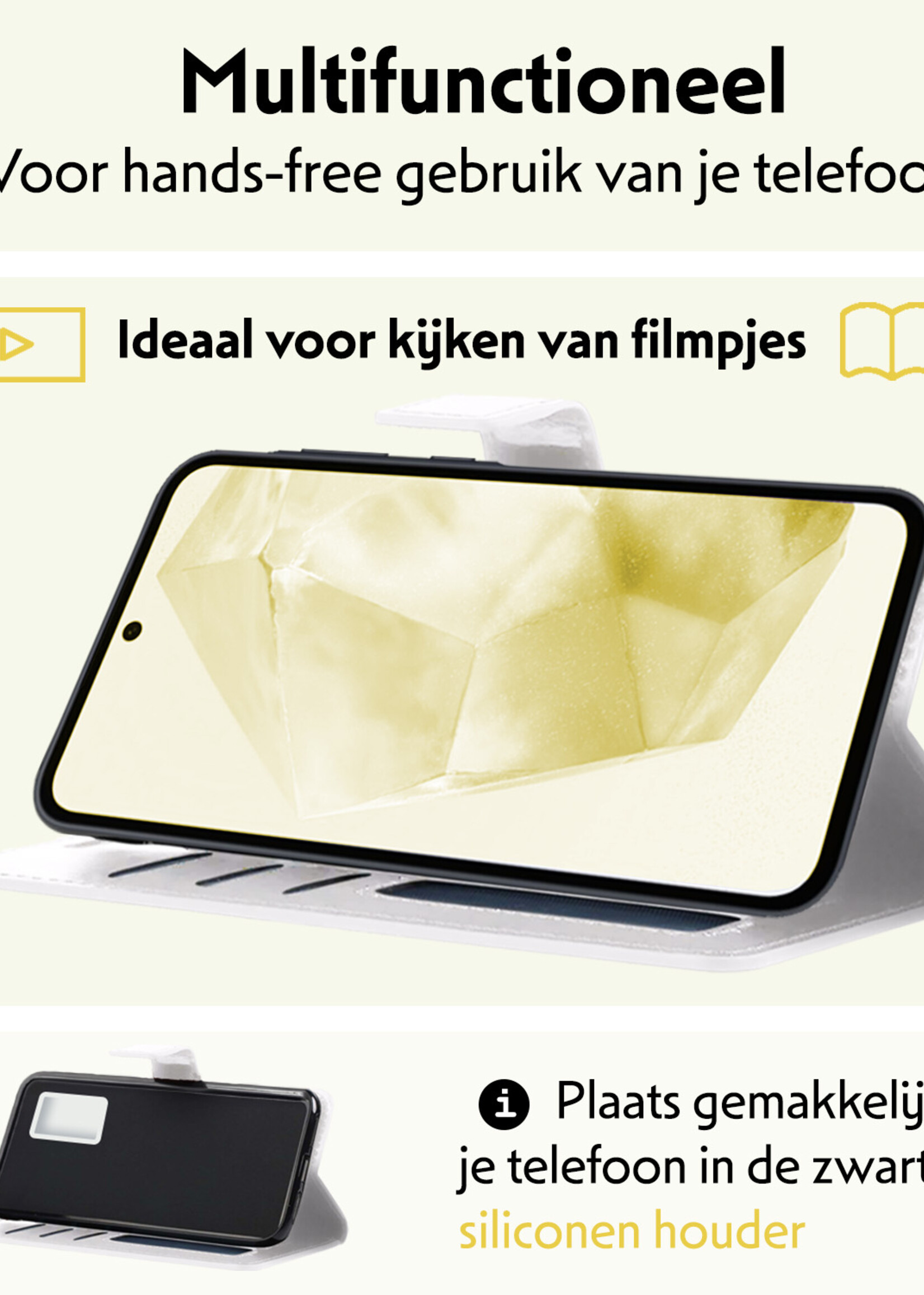 LUQ Hoesje Geschikt voor Samsung A35 Hoesje Book Case Hoes Wallet Cover - Hoes Geschikt voor Samsung Galaxy A35 5G Hoesje Bookcase Hoes - Wit