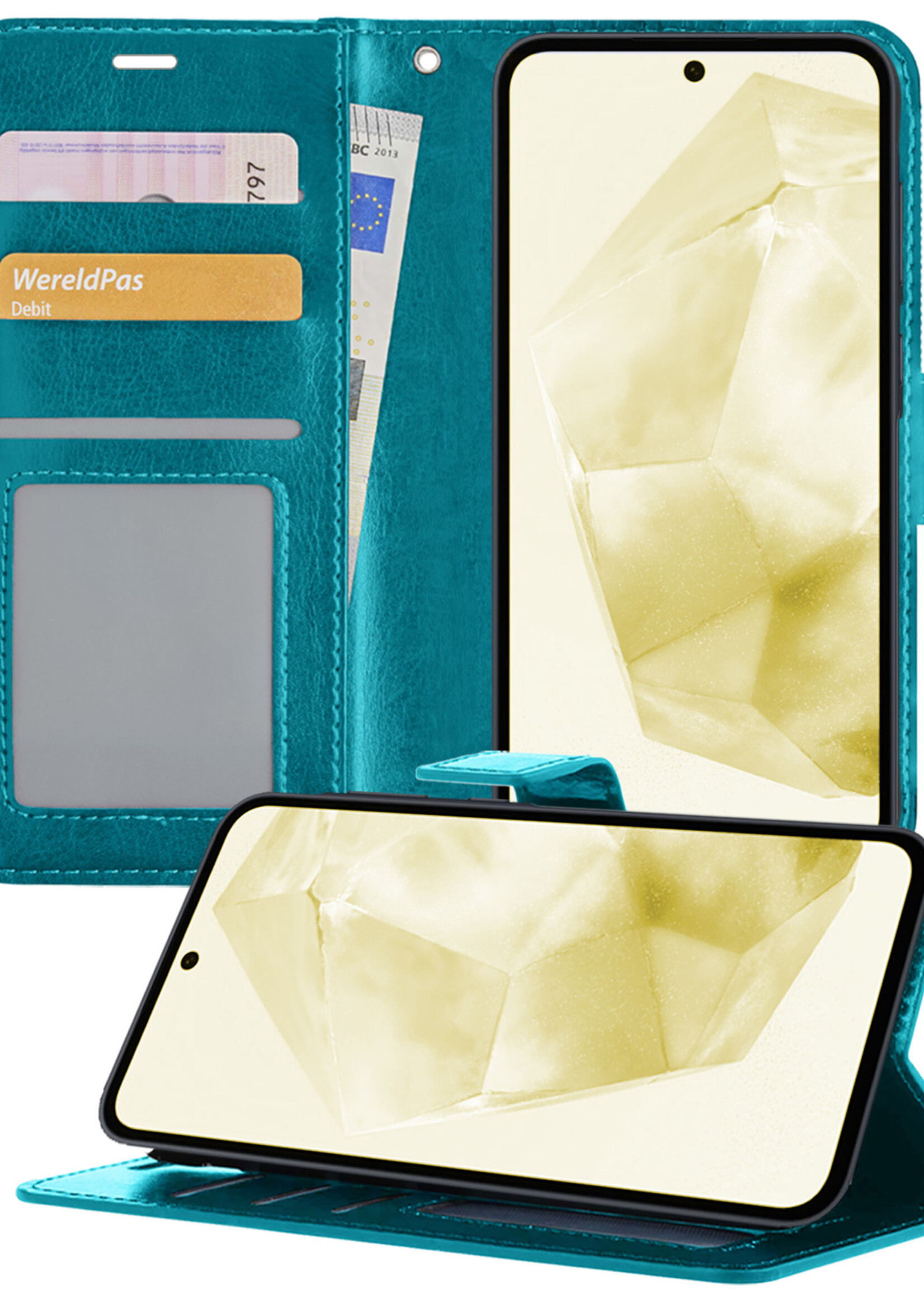 LUQ Hoesje Geschikt voor Samsung A35 Hoesje Book Case Hoes Wallet Cover - Hoes Geschikt voor Samsung Galaxy A35 5G Hoesje Bookcase Hoes - Turquoise
