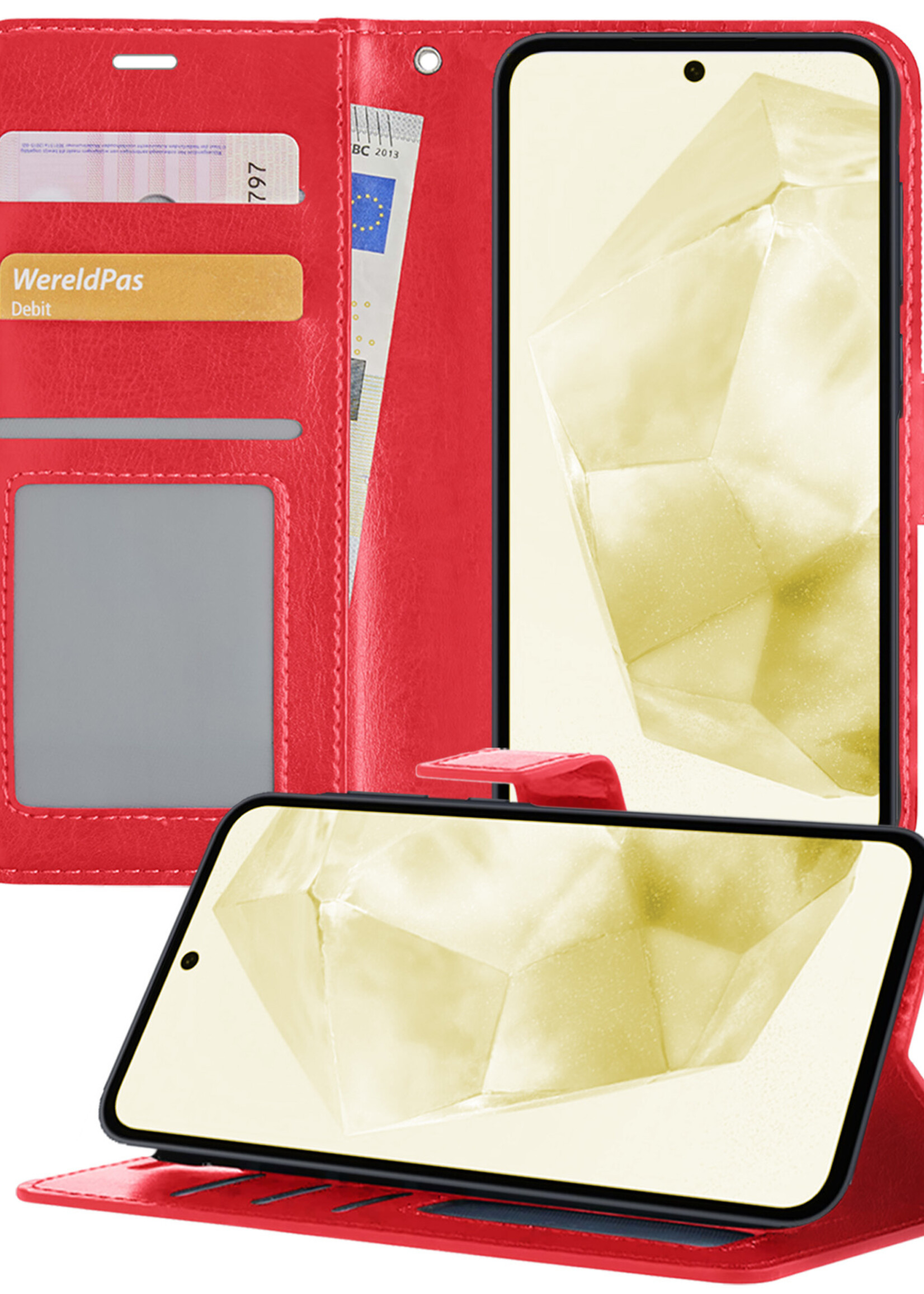 LUQ Hoesje Geschikt voor Samsung A35 Hoesje Book Case Hoes Wallet Cover - Hoes Geschikt voor Samsung Galaxy A35 5G Hoesje Bookcase Hoes - Rood