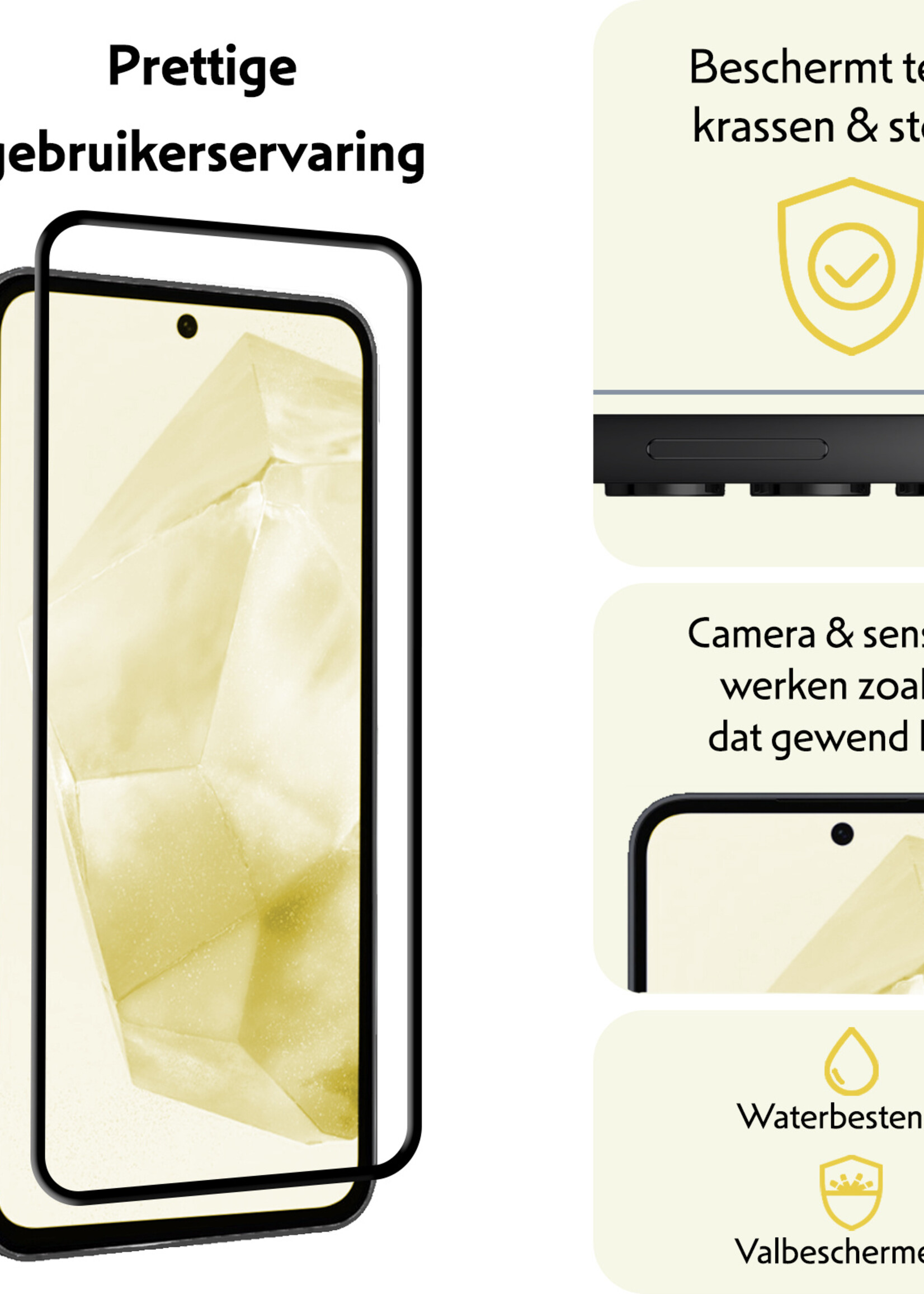 LUQ Screenprotector Geschikt voor Samsung A35 Screenprotector Glas Full Cover - Screenprotector Geschikt voor Samsung Galaxy A35 5G Screenprotector Full Cover - 3 Stuks