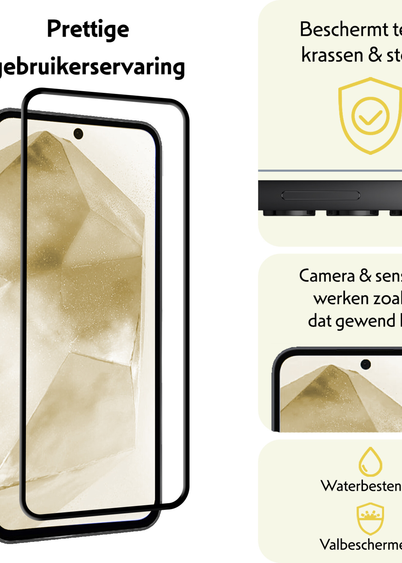 LUQ Screenprotector Geschikt voor Samsung A55 Screenprotector Glas Full Cover - Screenprotector Geschikt voor Samsung Galaxy A55 Screenprotector Full Cover - 3 Stuks