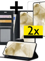 LUQ LUQ Samsung Galaxy A55 Hoesje Bookcase Met 2x Screenprotector - Zwart