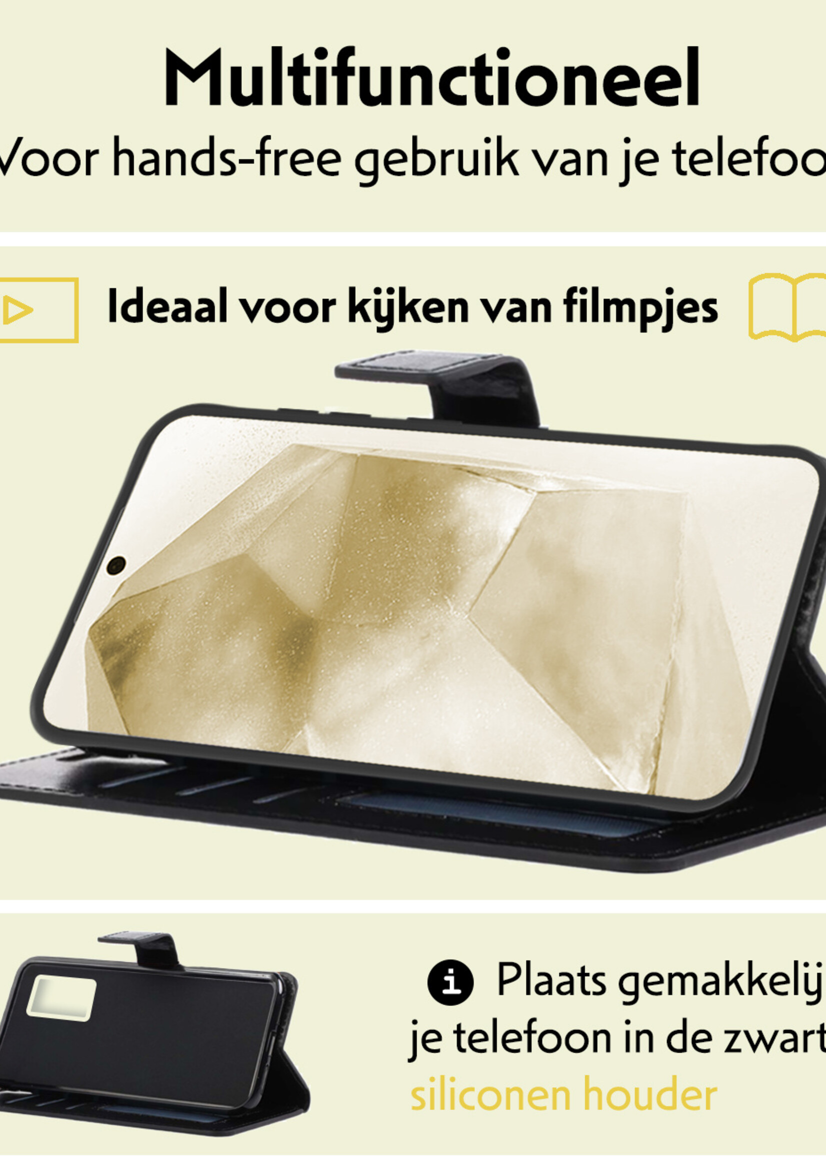 LUQ Hoesje Geschikt voor Samsung A55 Hoesje Book Case Hoes Wallet Cover Met 2x Screenprotector - Hoes Geschikt voor Samsung Galaxy A55 Hoesje Bookcase Hoes - Zwart