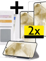 LUQ LUQ Samsung Galaxy A55 Hoesje Bookcase Met 2x Screenprotector - Wit