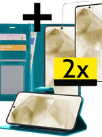 LUQ LUQ Samsung Galaxy A55 Hoesje Bookcase Met 2x Screenprotector - Turquoise
