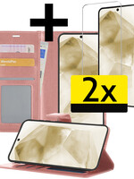 LUQ LUQ Samsung Galaxy A55 Hoesje Bookcase Met 2x Screenprotector - Rose Goud