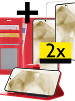 LUQ LUQ Samsung Galaxy A55 Hoesje Bookcase Met 2x Screenprotector - Rood