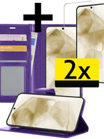 LUQ LUQ Samsung Galaxy A55 Hoesje Bookcase Met 2x Screenprotector - Paars
