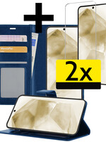 LUQ LUQ Samsung Galaxy A55 Hoesje Bookcase Met 2x Screenprotector - Donkerblauw