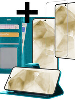 LUQ LUQ Samsung Galaxy A55 Hoesje Bookcase Met Screenprotector - Turquoise