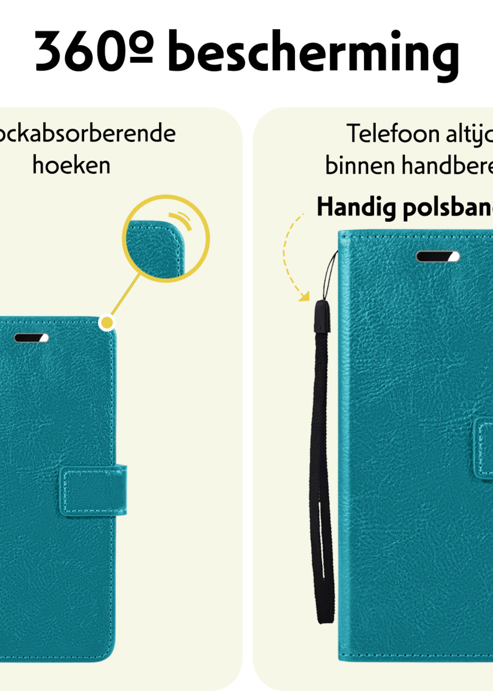 LUQ Hoesje Geschikt voor Samsung A55 Hoesje Book Case Hoes Wallet Cover Met Screenprotector - Hoes Geschikt voor Samsung Galaxy A55 Hoesje Bookcase Hoes - Turquoise