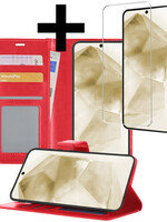 LUQ LUQ Samsung Galaxy A55 Hoesje Bookcase Met Screenprotector - Rood