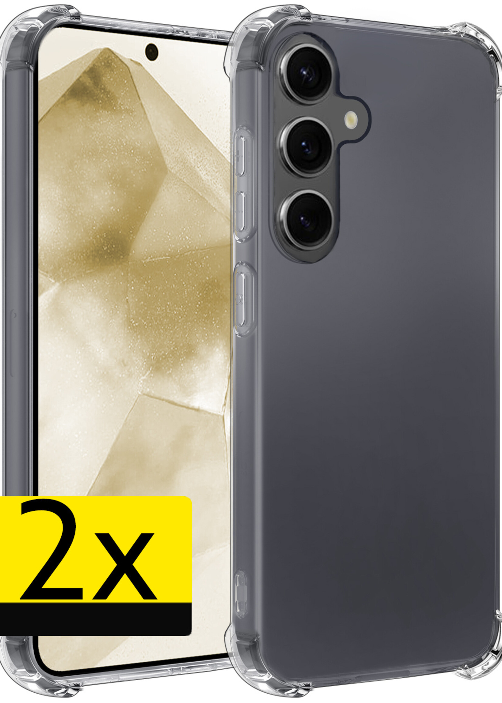 LUQ Hoesje Geschikt voor Samsung A55 Hoesje Shockproof Case Siliconen - Hoes Geschikt voor Samsung Galaxy A55 Hoes Cover Siliconen - Transparant - 2 Stuks