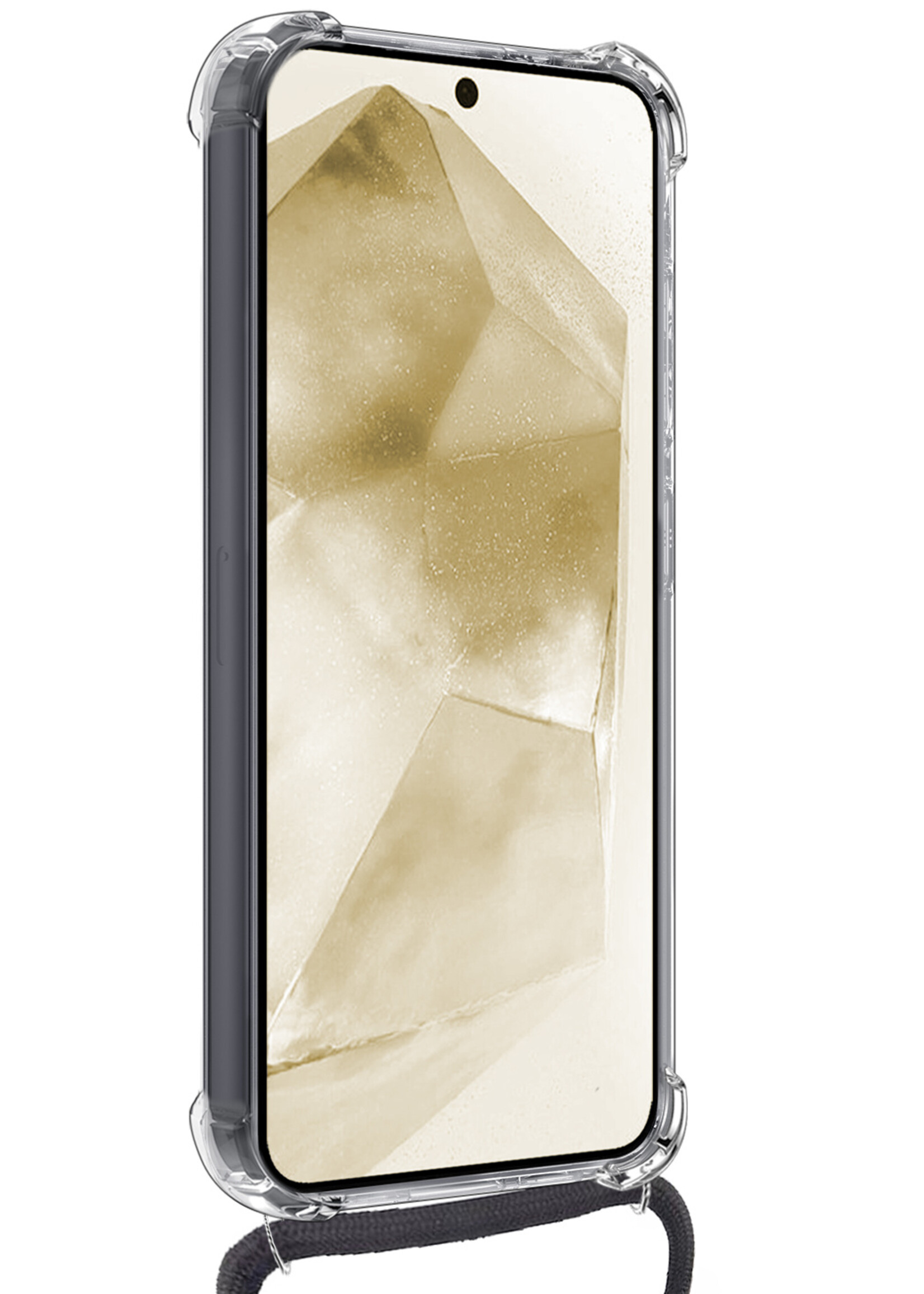 LUQ Hoesje Geschikt voor Samsung A55 Hoesje Shockproof Case Siliconen Hoes Met Koord - Transparant