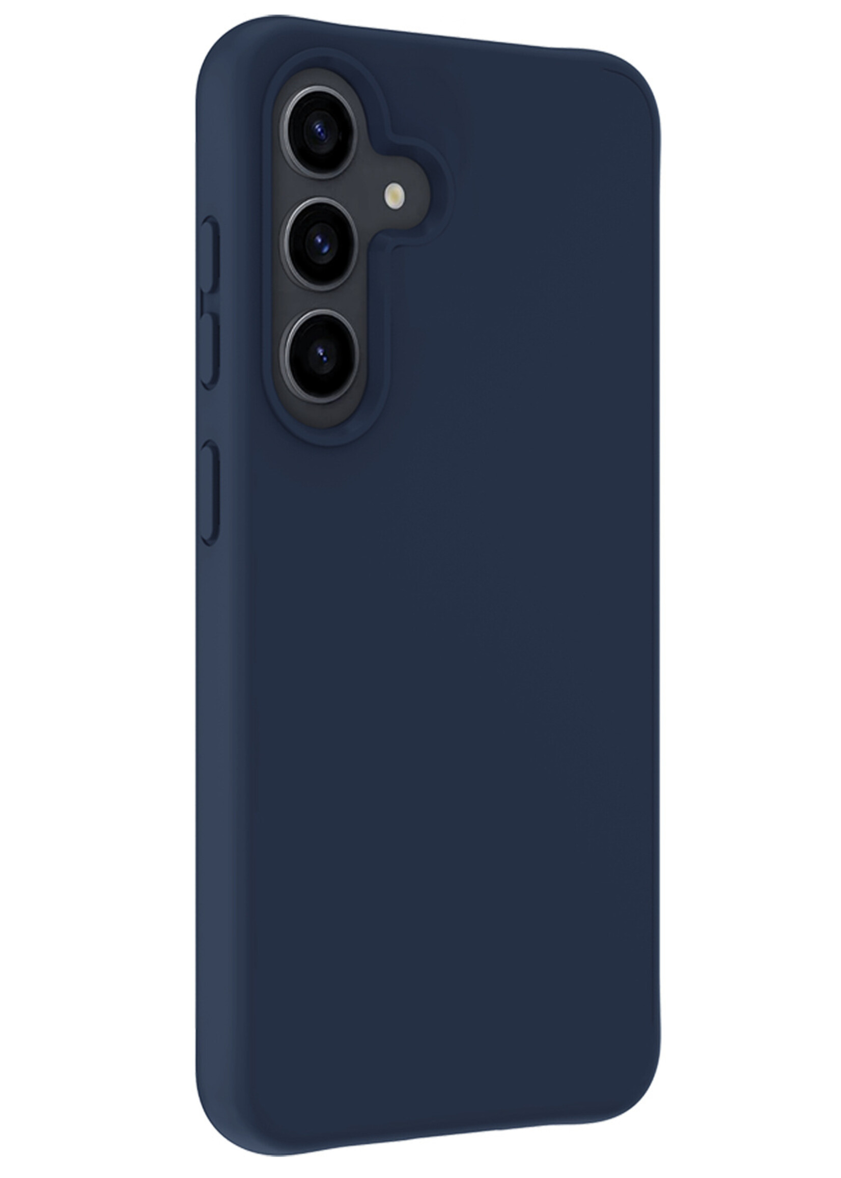 LUQ Hoesje Geschikt voor Samsung A55 Hoesje Siliconen Case Met Screenprotector - Hoes Geschikt voor Samsung Galaxy A55 Hoes Siliconen - Donkerblauw