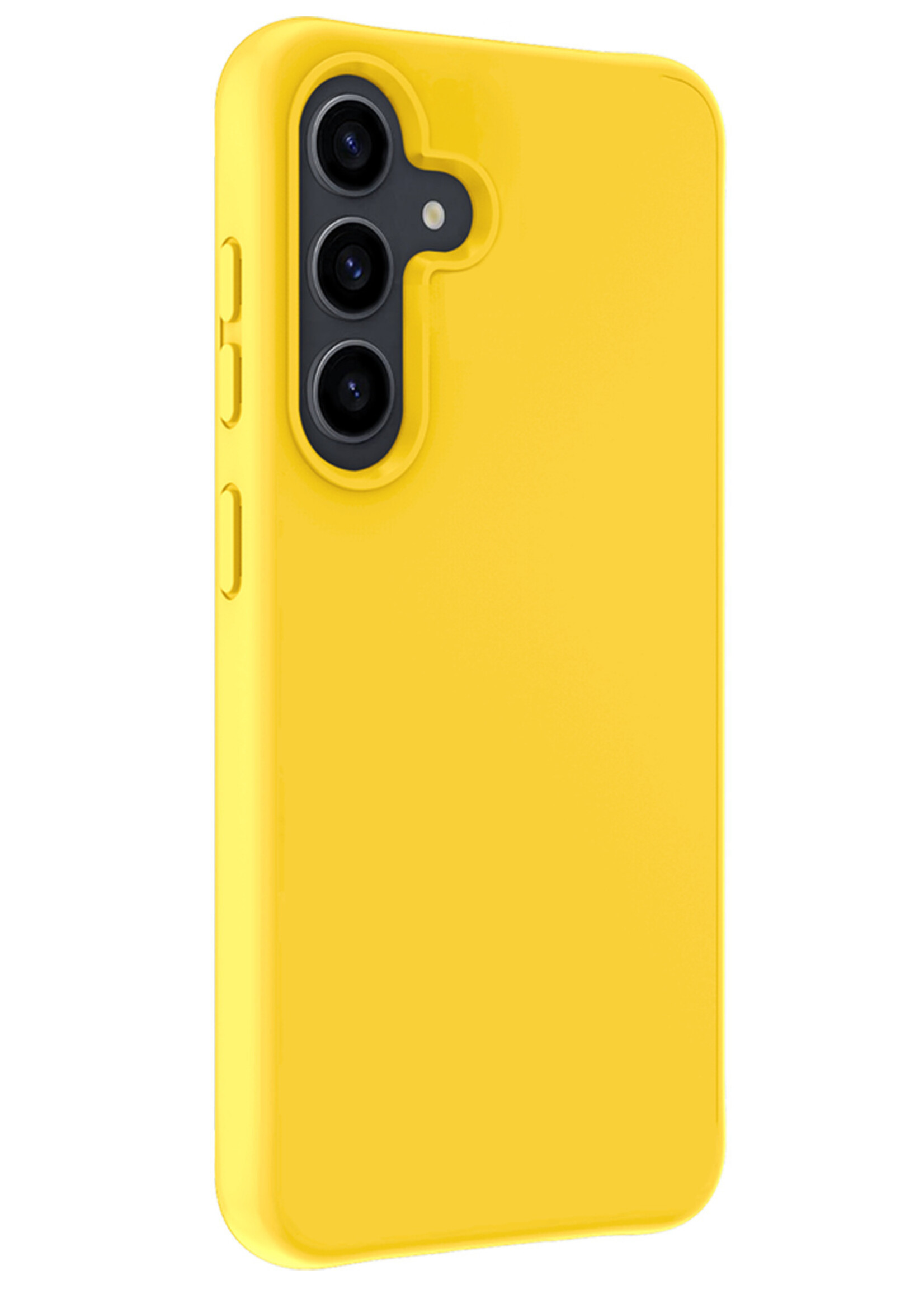 LUQ Hoesje Geschikt voor Samsung A55 Hoesje Siliconen Case Met Screenprotector - Hoes Geschikt voor Samsung Galaxy A55 Hoes Siliconen - Geel