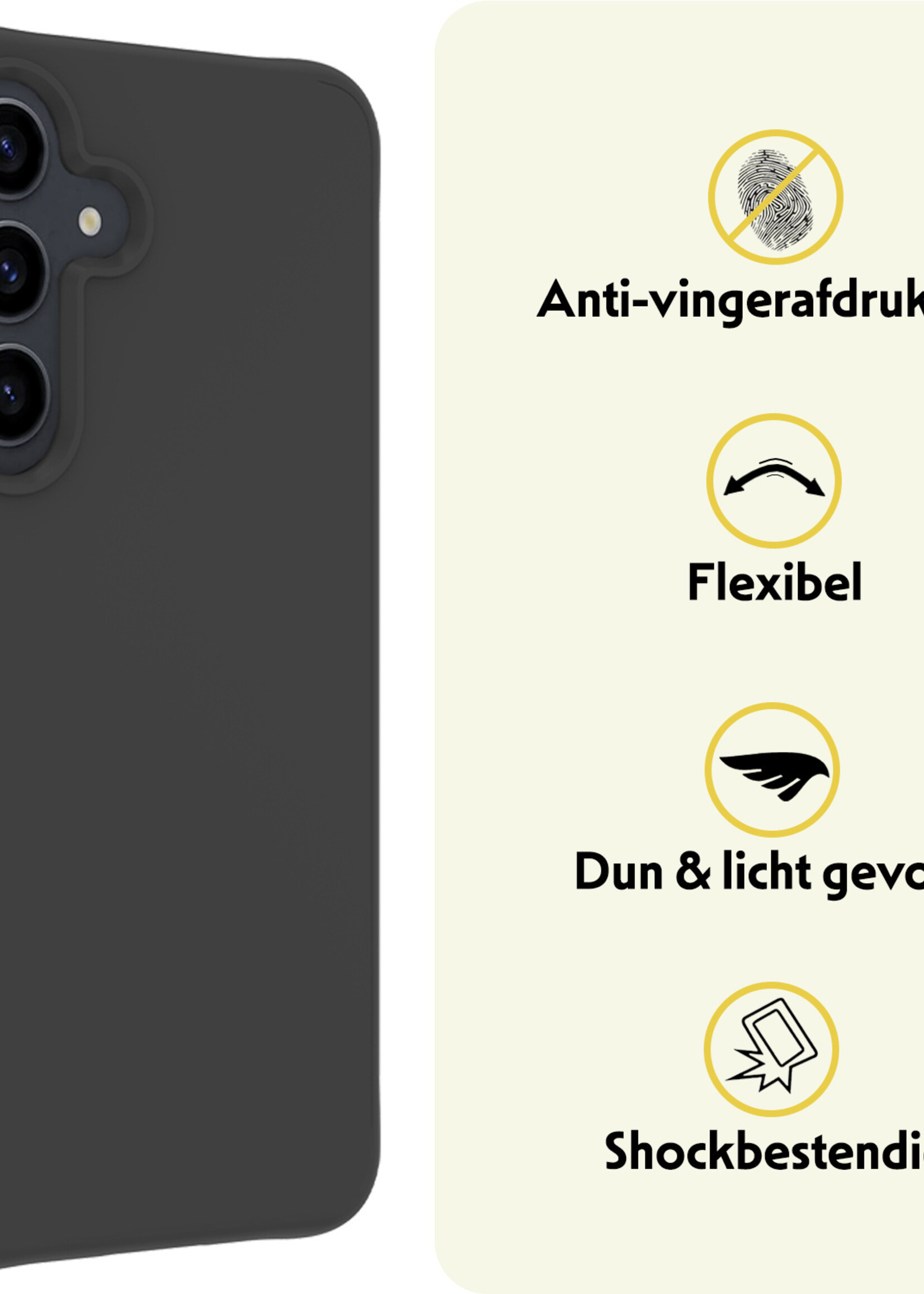 LUQ Hoesje Geschikt voor Samsung A55 Hoesje Siliconen Case Met Screenprotector - Hoes Geschikt voor Samsung Galaxy A55 Hoes Siliconen - Zwart