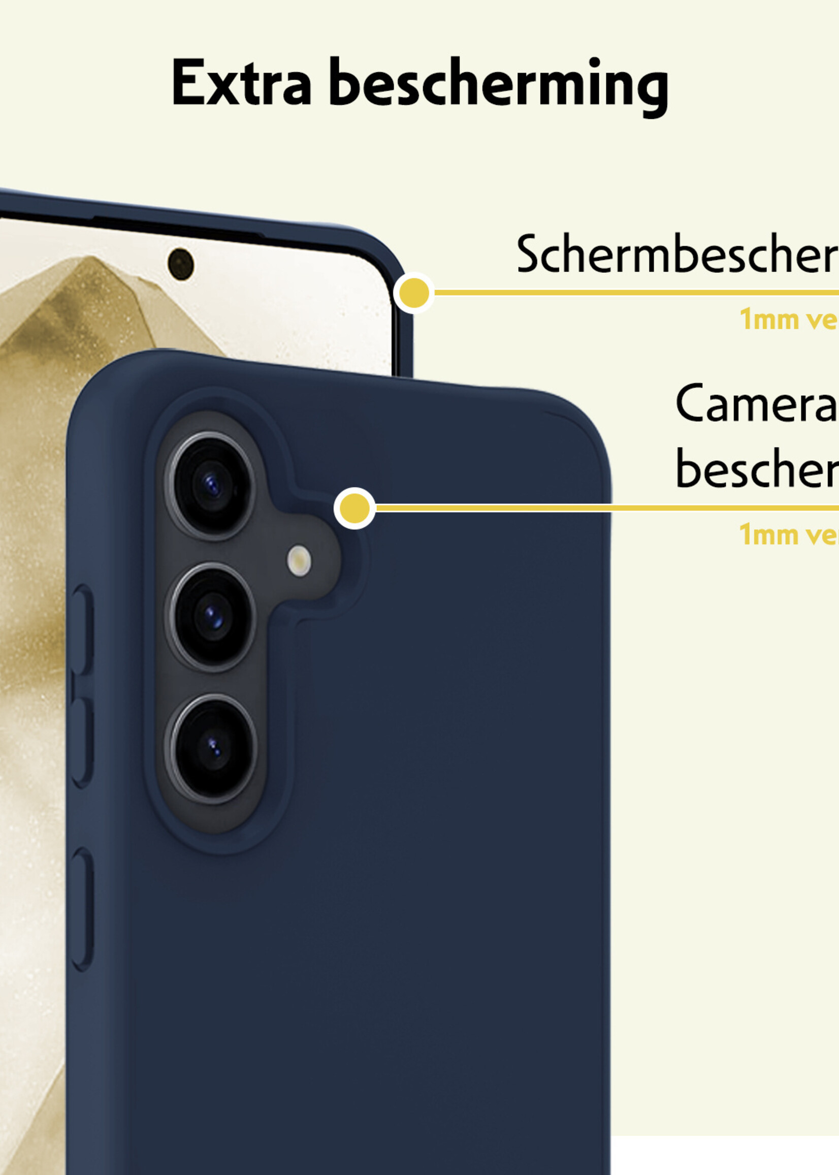 LUQ Hoesje Geschikt voor Samsung A55 Hoesje Siliconen Case Met 2x Screenprotector - Hoes Geschikt voor Samsung Galaxy A55 Hoes Siliconen - Donkerblauw