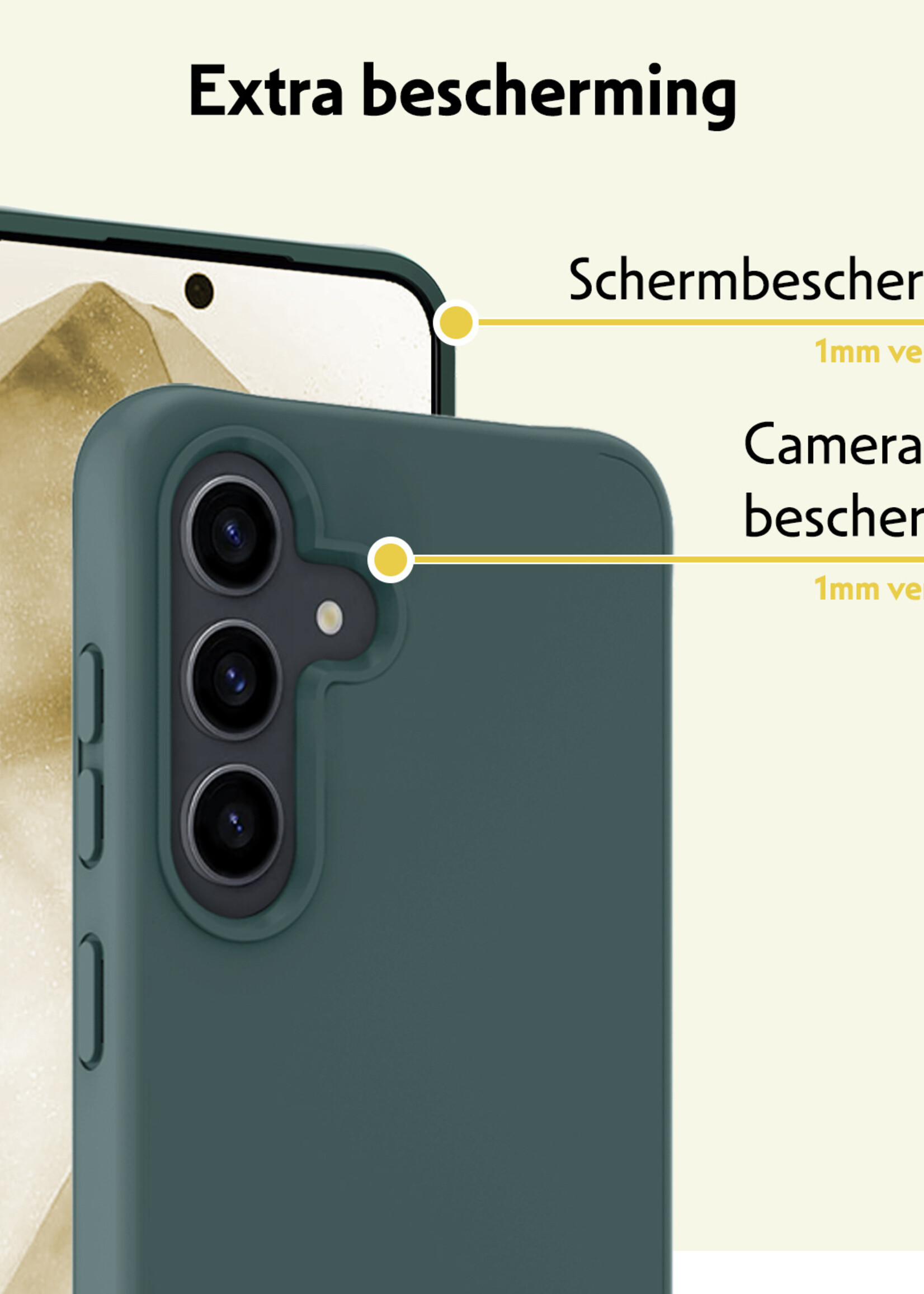 LUQ Hoesje Geschikt voor Samsung A55 Hoesje Siliconen Case Met 2x Screenprotector - Hoes Geschikt voor Samsung Galaxy A55 Hoes Siliconen - Donkergroen