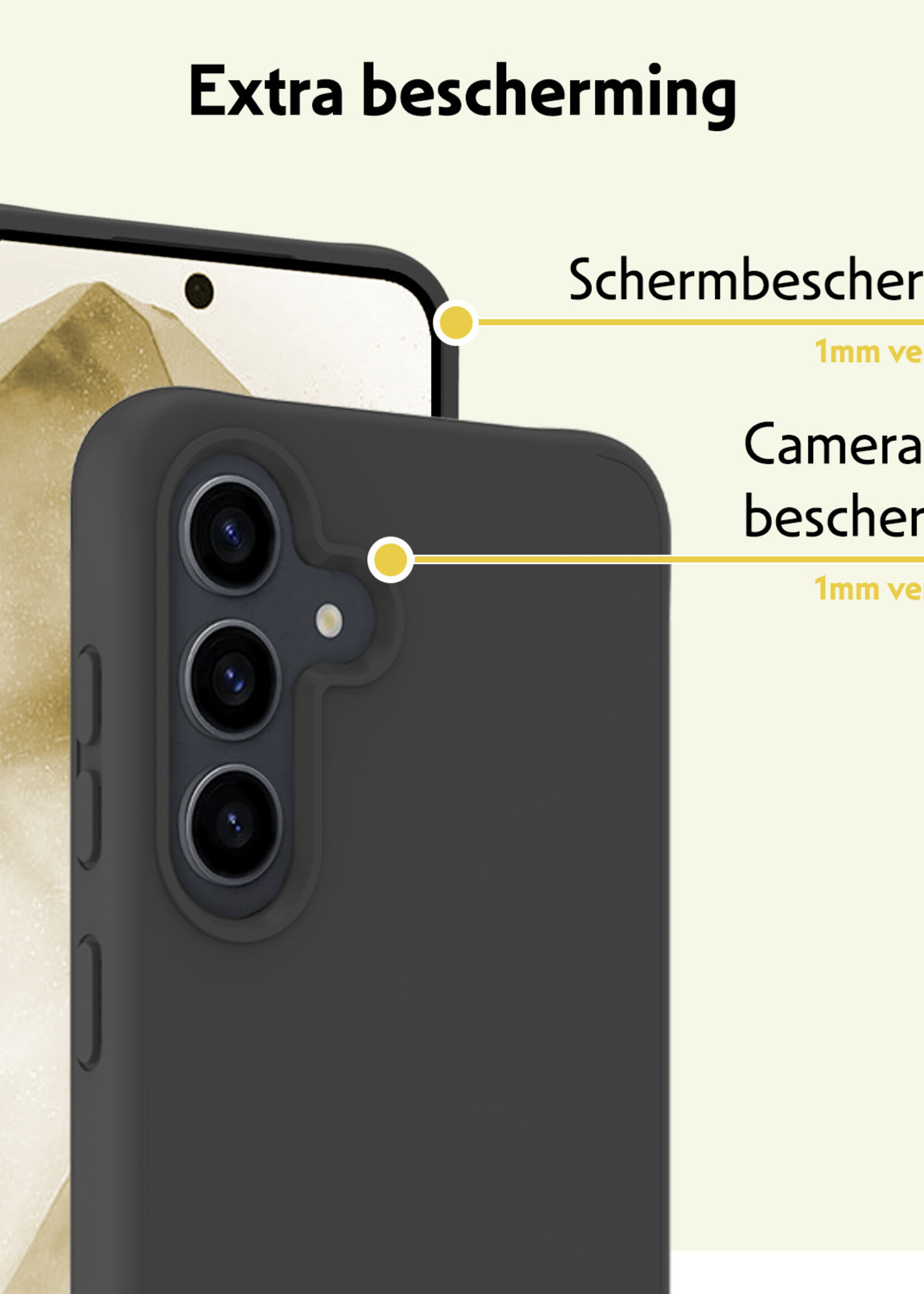 LUQ Hoesje Geschikt voor Samsung A55 Hoesje Siliconen Case Met 2x Screenprotector - Hoes Geschikt voor Samsung Galaxy A55 Hoes Siliconen - Zwart