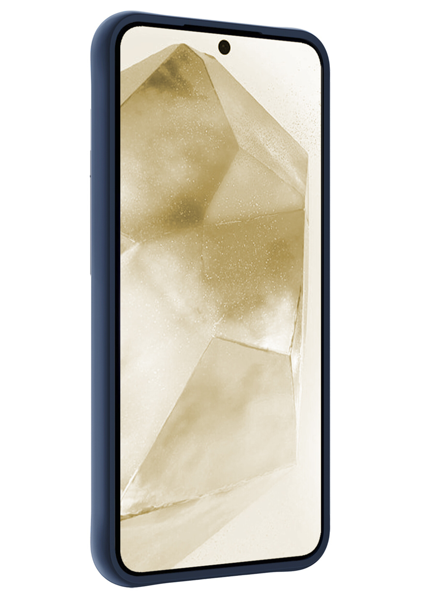 LUQ Hoesje Geschikt voor Samsung A55 Hoesje Siliconen Case Met Screenprotector - Hoes Geschikt voor Samsung Galaxy A55 Hoes Siliconen - Donkerblauw