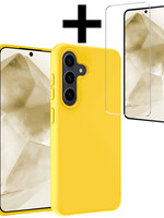 LUQ LUQ Samsung Galaxy A55 Hoesje Siliconen Met Screenprotector - Geel