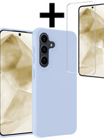 LUQ LUQ Samsung Galaxy A55 Hoesje Siliconen Met Screenprotector - Lichtblauw