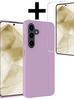 LUQ LUQ Samsung Galaxy A55 Hoesje Siliconen Met Screenprotector - Lila