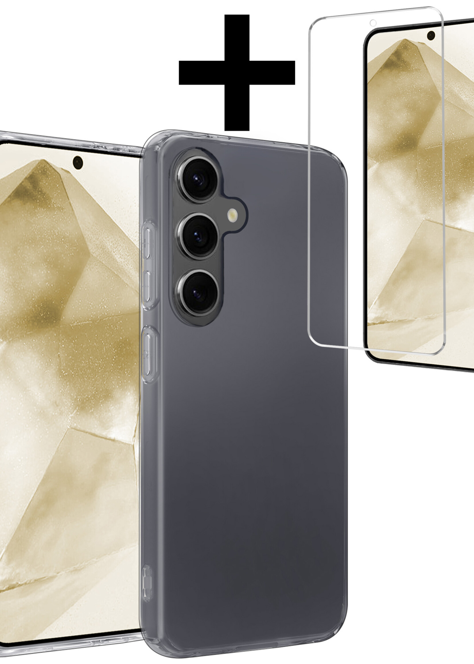 LUQ Hoesje Geschikt voor Samsung A55 Hoesje Siliconen Case Met Screenprotector - Hoes Geschikt voor Samsung Galaxy A55 Hoes Siliconen - Transparant