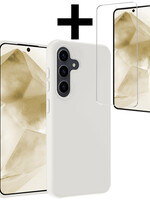 LUQ LUQ Samsung Galaxy A55 Hoesje Siliconen Met Screenprotector - Wit