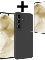 LUQ LUQ Samsung Galaxy A55 Hoesje Siliconen Met Screenprotector - Zwart