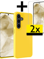 LUQ LUQ Samsung Galaxy A55 Hoesje Siliconen Met 2x Screenprotector - Geel