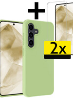 LUQ LUQ Samsung Galaxy A55 Hoesje Siliconen Met 2x Screenprotector - Groen