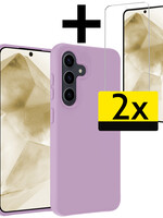 LUQ LUQ Samsung Galaxy A55 Hoesje Siliconen Met 2x Screenprotector - Lila