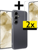 LUQ LUQ Samsung Galaxy A55 Hoesje Siliconen Met 2x Screenprotector - Transparant