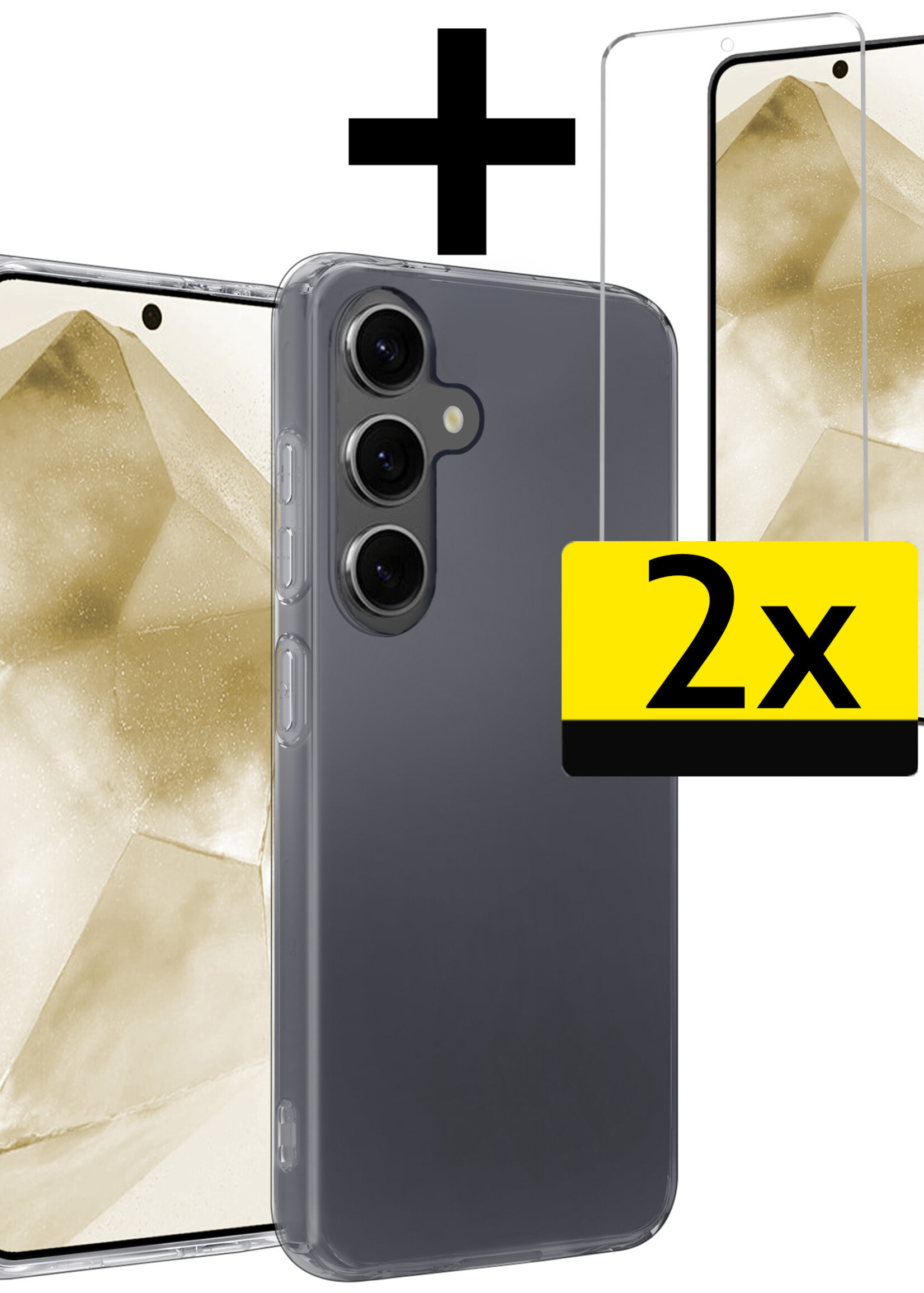LUQ Hoesje Geschikt voor Samsung A55 Hoesje Siliconen Case Met 2x Screenprotector - Hoes Geschikt voor Samsung Galaxy A55 Hoes Siliconen - Transparant