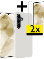 LUQ LUQ Samsung Galaxy A55 Hoesje Siliconen Met 2x Screenprotector - Wit