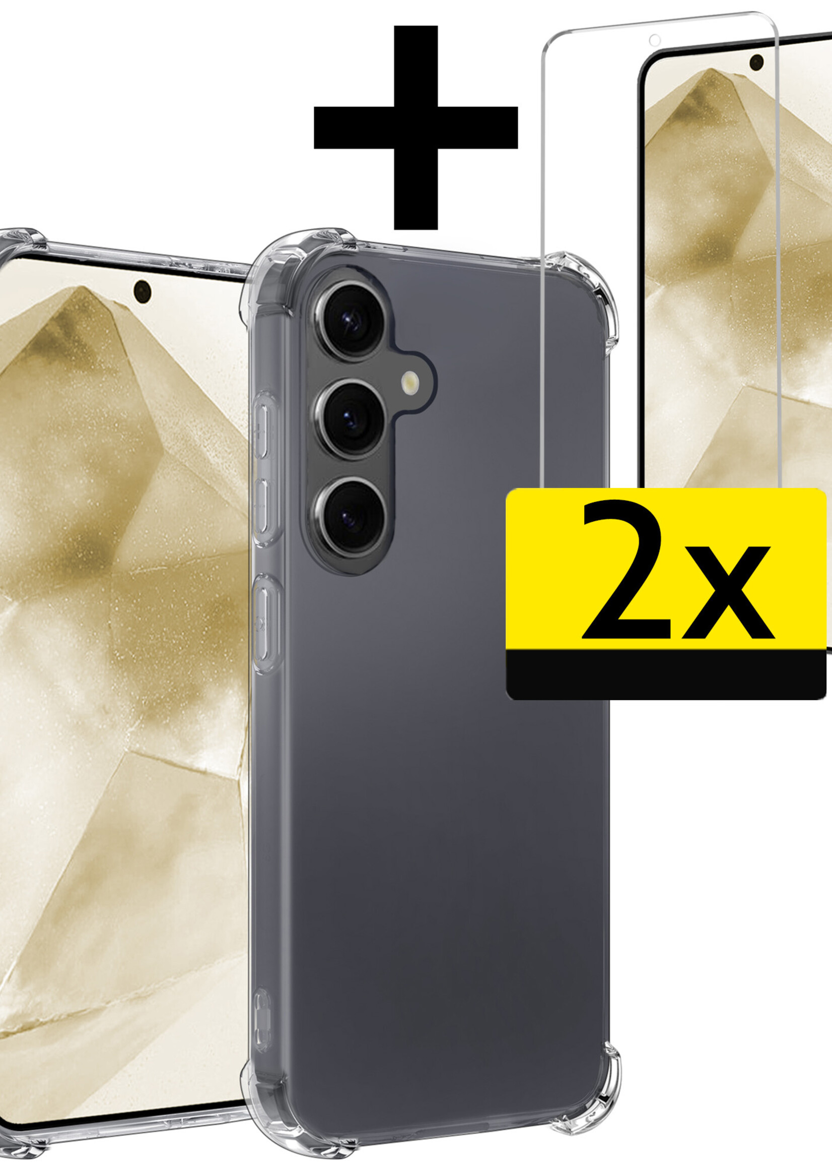 LUQ Hoesje Geschikt voor Samsung A55 Hoesje Shockproof Case Siliconen Met 2x Screenprotector - Hoes Geschikt voor Samsung Galaxy A55 Hoes Cover Siliconen - Transparant