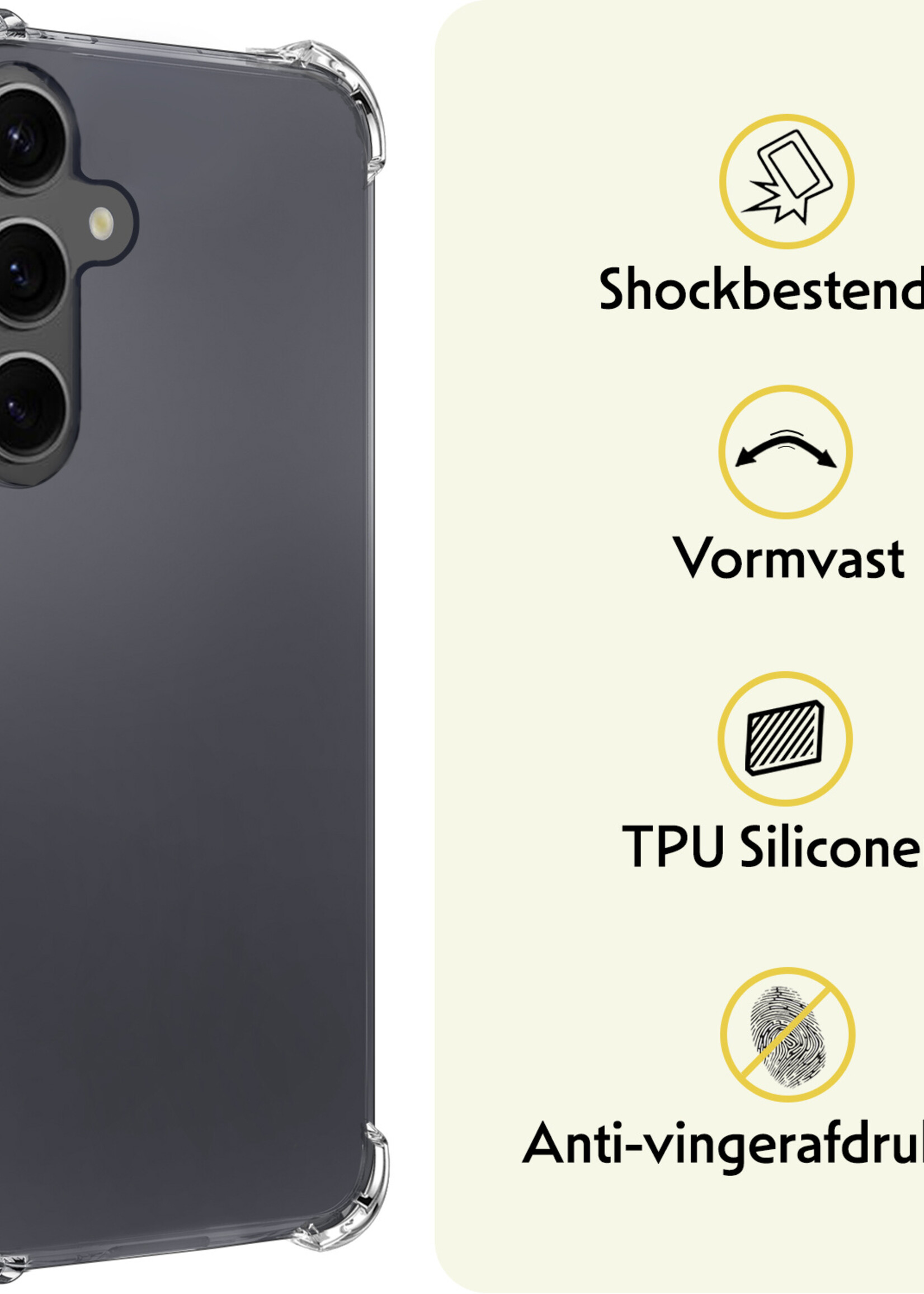 LUQ Hoesje Geschikt voor Samsung A55 Hoesje Shockproof Case Siliconen Met 2x Screenprotector - Hoes Geschikt voor Samsung Galaxy A55 Hoes Cover Siliconen - Transparant