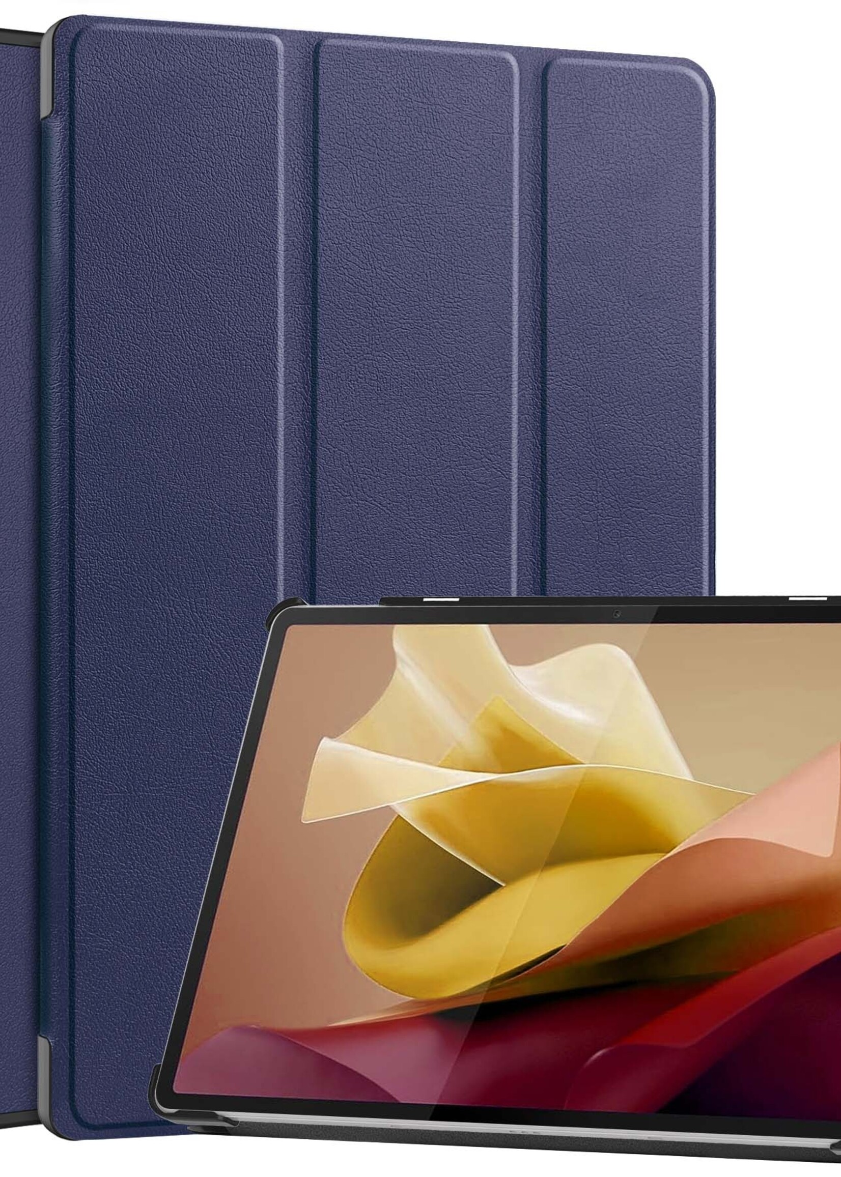 LUQ Hoes Geschikt voor Lenovo Tab P12 Hoes Luxe Hoesje Case Met Uitsparing Geschikt voor Lenovo Pen - Hoesje Geschikt voor Lenovo Tab P12 Hoes Cover - Donkerblauw