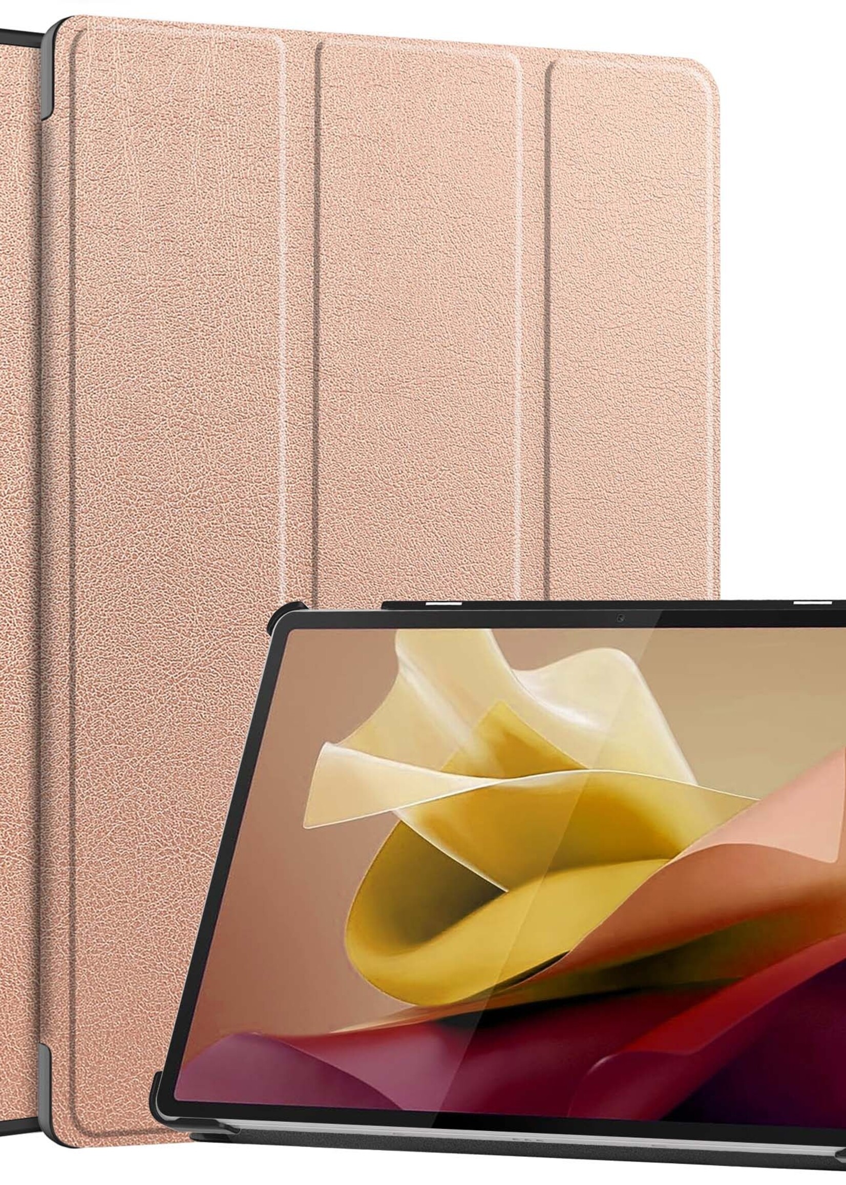LUQ Hoes Geschikt voor Lenovo Tab P12 Hoes Luxe Hoesje Case Met Uitsparing Geschikt voor Lenovo Pen - Hoesje Geschikt voor Lenovo Tab P12 Hoes Cover - Rosé goud