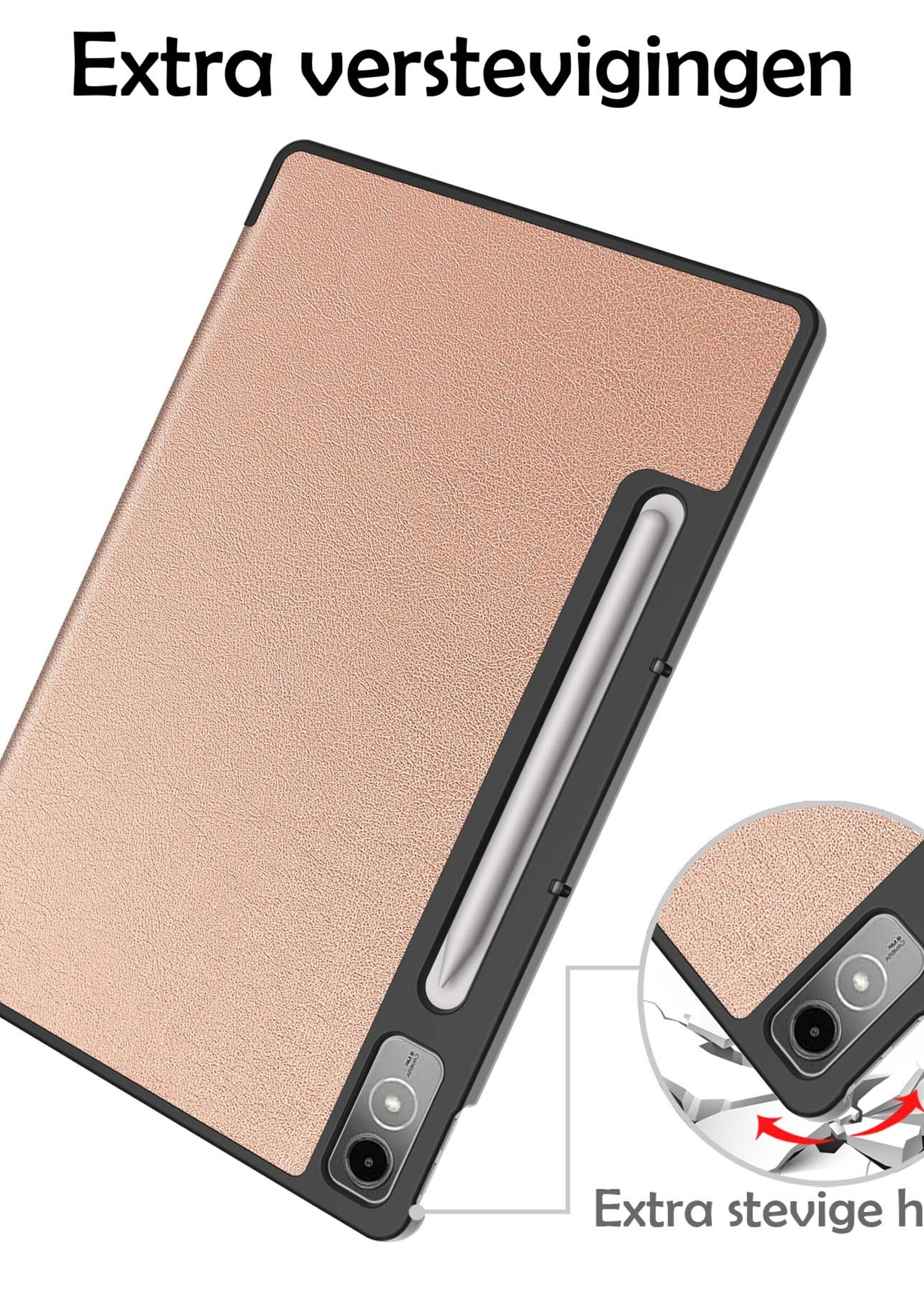 LUQ Hoes Geschikt voor Lenovo Tab P12 Hoes Luxe Hoesje Case Met Uitsparing Geschikt voor Lenovo Pen - Hoesje Geschikt voor Lenovo Tab P12 Hoes Cover - Rosé goud