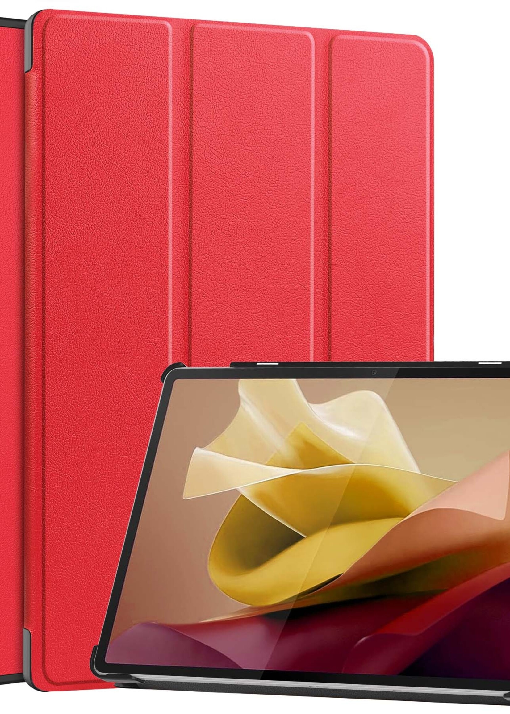 LUQ Hoes Geschikt voor Lenovo Tab P12 Hoes Luxe Hoesje Case Met Uitsparing Geschikt voor Lenovo Pen - Hoesje Geschikt voor Lenovo Tab P12 Hoes Cover - Rood