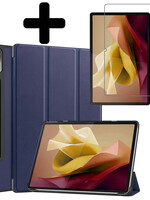 LUQ LUQ Lenovo Tab P12 Hoesje Met Uitsparing Lenovo Pen Met Screenprotector - Donkerblauw