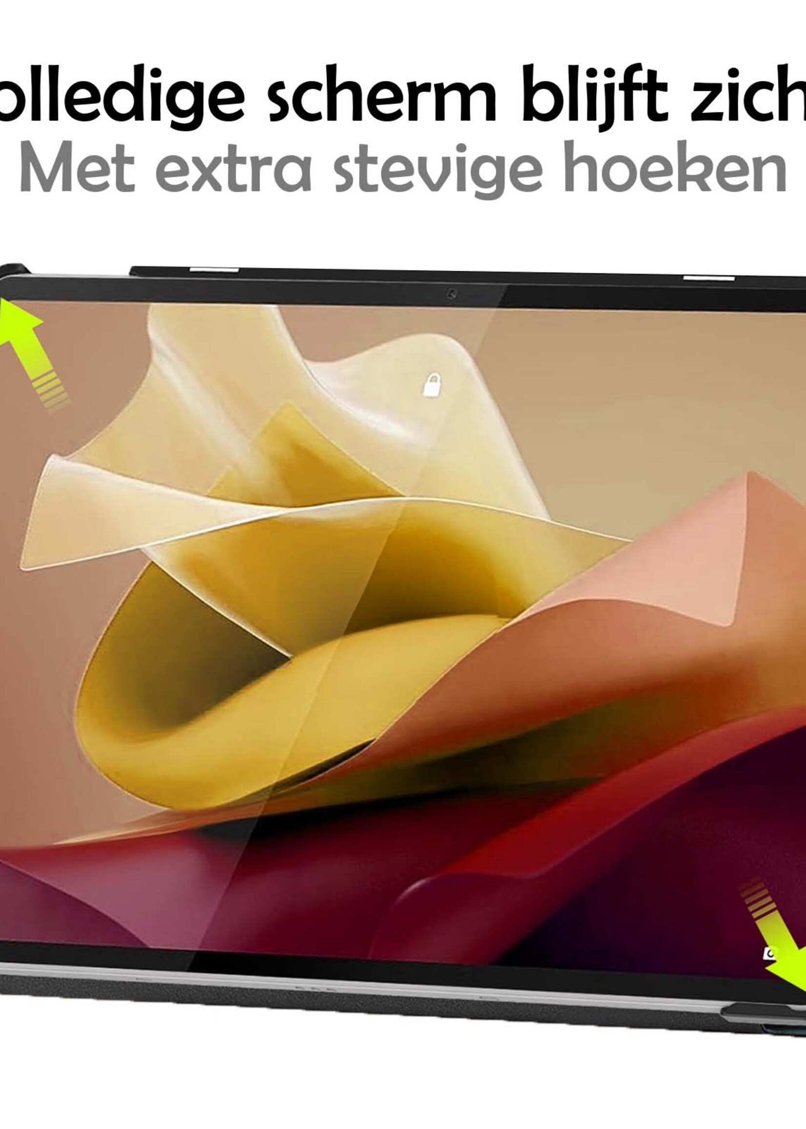 LUQ Hoes Geschikt voor Lenovo Tab P12 Hoes Luxe Hoesje Case Met Uitsparing Geschikt voor Lenovo Pen Met Screenprotector - Hoesje Geschikt voor Lenovo Tab P12 Hoes Cover - Donkergroen