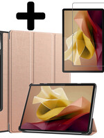LUQ LUQ Lenovo Tab P12 Hoesje Met Uitsparing Lenovo Pen Met Screenprotector - Rose Goud