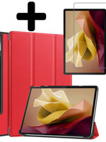 LUQ LUQ Lenovo Tab P12 Hoesje Met Uitsparing Lenovo Pen Met Screenprotector - Rood