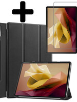 LUQ LUQ Lenovo Tab P12 Hoesje Met Uitsparing Lenovo Pen Met Screenprotector - Zwart