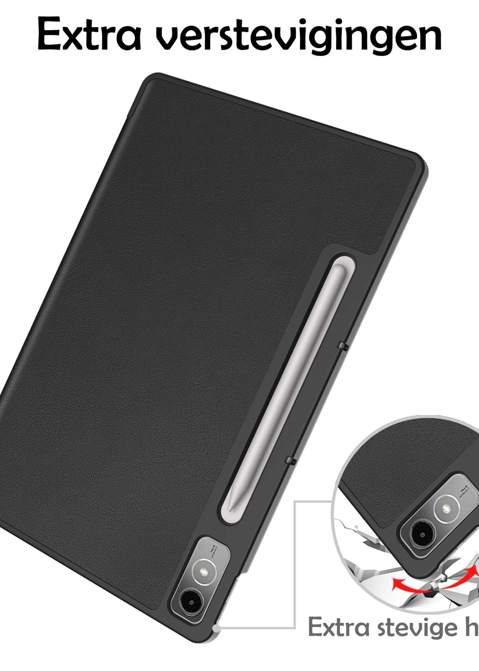 LUQ Hoes Geschikt voor Lenovo Tab P12 Hoes Luxe Hoesje Case Met Uitsparing Geschikt voor Lenovo Pen Met Screenprotector - Hoesje Geschikt voor Lenovo Tab P12 Hoes Cover - Zwart